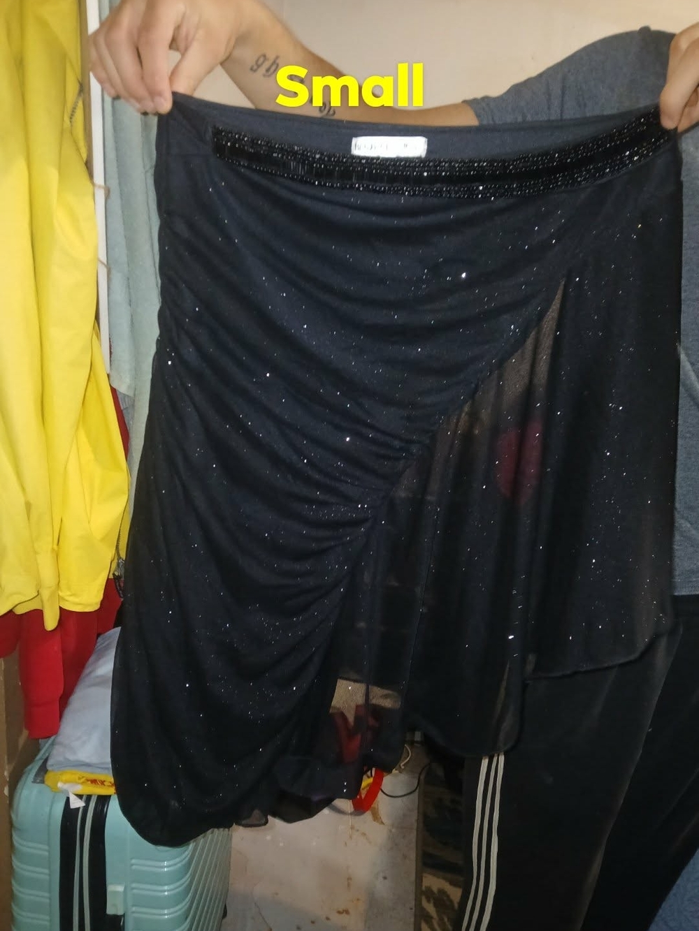 Black Sparkle Asymmetric Women's Skirt